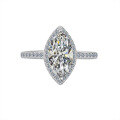 wholesale S925 Sterling Silver Cross-Border Moissanite Marquise Cut 1ct 2ct Ring Light Luxury High-End Feel Live Streaming Foreign Trade Wholesale-0-4