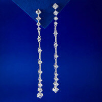 wholesale S925 Silver Simulated Diamond Ear Threads for Women, European and American Style Linear Diamond Earrings-E404 White Diamond &gt;925 Silver
