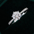 S925 Sterling Silver Moissanite Women's Six-Prong Crown Classic Engagement Ring Factory Direct-0-0