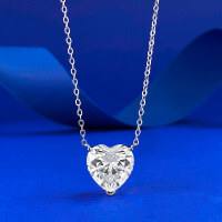 wholesale S925 Sterling Silver 12*12 Heart White Diamond Necklace for Women Fashion Cross-Border New Arrival Pendant Chain Drop Shipping-N083 Yellow Diamond &gt;925 Silver