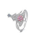 wholesale S925 Sterling Silver Cross-Border Moissanite Colorful Diamond Christmas Tree Full Diamond Ring for Women, High-End Fashion Personalized Silver Jewelry-0-11