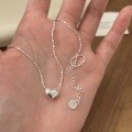 wholesale S925 Sterling Silver Minimalist Delicate Love Heart Pendant Necklace for Women, Small and Fresh, Forest Style, Trendy Collarbone Chain-0-1