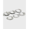 wholesale S925 Sterling Silver Korean Version Ins Retro Vintage Style Six-Piece Set Adjustable Knuckle Ring and Pinky Ring Stackable Statement Ring-0-0