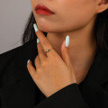 wholesale 925 Sterling Silver Retro Square Colored Gemstone Ring For Women, Ins Cross-border Thin Open Band-0-2