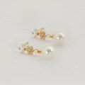 wholesale Sterling Silver Dunli Jewelry Spring Zircon Flower French Retro Elegant and High-End Pearl Earrings for Women-0-3