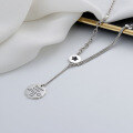 wholesale S925 Sterling Silver Multi-Element Charm Pendant with Engraved Letter Round Plate Ins Necklace for Women-0-3