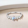 wholesale S925 Sterling Silver Cross-border Hot-sale Imitation Moonstone Ring For Women, Thin Band With Micro-set Zirconia, Minimalist Luxury-0-2