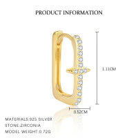 wholesale S925 Sterling Silver Simple Fashion Luxury Zircon Eight-pointed Star Snowflake Earrings-E5014-Gold/Single 925 Silver