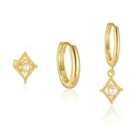 wholesale Sterling Silver S925 Retro Star Ball Stud Earrings For Women, Minimalist And Chic-Single three-piece set 925 silver