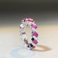 wholesale PT950 Platinum 925 Sterling Silver High Carbon Diamond Plated Proposal European American Ruby Row Ring Stackable Ring for Women Wholesale-0-1