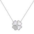 wholesale S925 Sterling Silver Korean Japanese Light Luxury Necklace for Women, Fresh and Versatile Floral Four-Leaf Clover Shell Pearl Agate Zircon Collarbone Chain-0-10