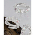 wholesale S925 Sterling Silver Original Niche Design Minimalist Luxury Textured Crinkle Diamond Opal Ring for Women-0-1