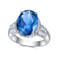 wholesale S925 Sterling Silver Luxury Gemstone Ring 7ct Cultivated Blue Spinel Exaggerated Style Jewelry Green Spinel Ring-0-1