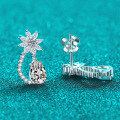 S925 Sterling Silver Moissanite Waterdrop Petal Earrings for Women-0-1