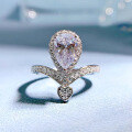 wholesale Metal material first, Mu Jing Jewelry new pear-shaped teardrop crown 6*9 diamond ring for women, fashionable and versatile, available for drop shipping-0-1