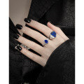 wholesale S925 Sterling Silver Original Niche Design Contemporary Chinese Light Luxury Geometric Round Natural Lapis Lazuli Shell Ring-0-3