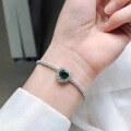 wholesale S925 Silver Zhuo Zhifang Jewelry New 8*8 Green Zircon Heart-shaped Women's Bracelet Style, Fashionable and Minimalist Fresh Style-0-2