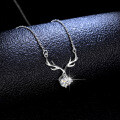 S925 Silver Moissanite Deer Antler Pendant Necklace-0-1