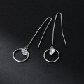 wholesale S925 Sterling Silver Fashionable and Elegant Round Diamond-Inlaid Sweet Long Drop Earrings for Women E2650-0-4