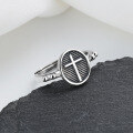 wholesale S925 Sterling Silver Retro Striped Cross Ring Creative Individualistic Hip-Hop Punk Style Index Finger Ring for Women-0-1