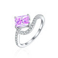 wholesale 925 Sterling Silver Flame Ice Flower Cut Square Diamond Ring for Women, Small and Exquisite High-End Luxury 15ct Gemstone High Carbon Diamond Women's Ring-0-4