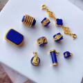 wholesale S925 Gold Plated Inlaid Natural Lapis Lazuli Accessories DIY Bracelet Necklace Ornament Spacer Beads Handmade Cord Accessories-0-2