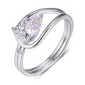 wholesale S925 Silver Teardrop Moissanite Ring, Simple and Fashionable, Amazon Best-Selling Band-0-6