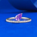 wholesale S925 Sterling Silver Light Luxury Style Minimalist Romantic Purple Teardrop 4*6mm Pear-Shaped Amethyst Ring-0-0