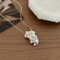 wholesale S925 Sterling Silver Korean Style Grape Cluster Round Bead Necklace for Women, Ins Fashion Simple Adjustable Long Layering Collarbone Chain-0-5
