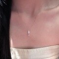 wholesale 925 Sterling Silver Minimalist Waterdrop Zircon Necklace Sweet and Luxe Ins Style Marquise Zircon Versatile Collarbone Chain-0-0