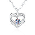 S925 Sterling Silver Moissanite Eternal Heart Pendant Necklace-0-3