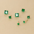 wholesale S925 Sterling Silver Minimalist Sweet Ins-Style Small Green Square Diamond Stud Earrings M05636-0-2