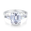 wholesale S925 Sterling Silver 4ct Emerald Cut Moissanite Ring Wholesale Large Carat-0-4