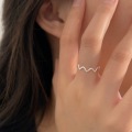 wholesale S925 Sterling Silver ECG Wave Ring for Women, Minimalist Geometric Line Ring, New Trend-0-1