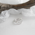 wholesale S925 Sterling Silver AR1521 Korean Version INS Minimalist Hollow Line Crossover Women's Ring-0-1
