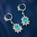 wholesale Metal material first - Shipei Jewelry Green Flexible Earrings Long Drop 7*10 Paraiba 10ct2025-0-3