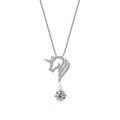 925 Silver Unicorn Moissanite Necklace Women's Korean Light Luxury Fashion Ins Trendy Cross-border Choker-0-3
