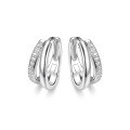 wholesale 925 Sterling Silver Earrings Double Layer Circle Hoop Earrings with Zircon Inlaid, Ins Light Luxury High-End Sense European and American Pure Silver Ear Accessories-0-5