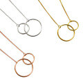 wholesale S925 Sterling Silver YH003 Korean Style Double Circle Pendant Minimalist High-End Polished Silver Necklace Set-0-4