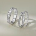 wholesale S925 Sterling Silver Exquisite High-End Textured Zircon Round Ring Unisex Minimalist Versatile Matching Couple Bands-0-0