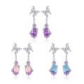 wholesale S925 Sterling Silver 3ct Natural Topaz Earrings with Crystal and Colored Gemstones Russian Style-0-0