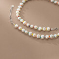 wholesale S925 silver pearl colorful bead necklace Korean version small fresh summer sweet women's neck jewelry D8706-0-3