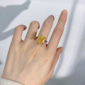 wholesale 925 silver new 12*12 square yellow diamond high-carbon diamond ring fashion minimalist ring band-0-3