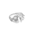 wholesale S925 Sterling Silver 532 Korean Version INS Niche Design Minimalist Versatile Crinkle Textured Open Ring for Women-0-5