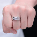 wholesale 925 Sterling Silver Men's Ring, Bold and Stylish Couple's Ring with Diamond Inlay, Men's Wedding Proposal Diamond Ring-0-2