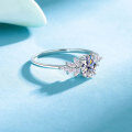 Sterling Silver Women's Moissanite Ring, Star-Cluster Design, Ready to Ship-0-1