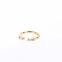 wholesale Adjustable Open Ring In S925 Sterling Silver With Green Stone, European And American Style, Fashionable, Minimalist, Retro Geometric, Korean And Japanese Women's Ring-【April】White Diamond Adjustable opening