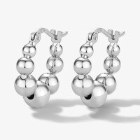 wholesale S925 Sterling Silver Minimalist and Elegant Ear Clasp for Women, Small and Exquisite, High-End Geometric Circle Beaded Earrings-Silver 925 silver