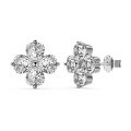 wholesale S925 Sterling Silver Women's Light Luxury Dainty Four-Leaf Clover Mother-of-Pearl Zircon Ear Studs with Silver Needles-0-6
