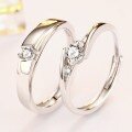 wholesale S925 Sterling Silver Adjustable Couple Wedding Ring with Zircon for Men and Women-0-5